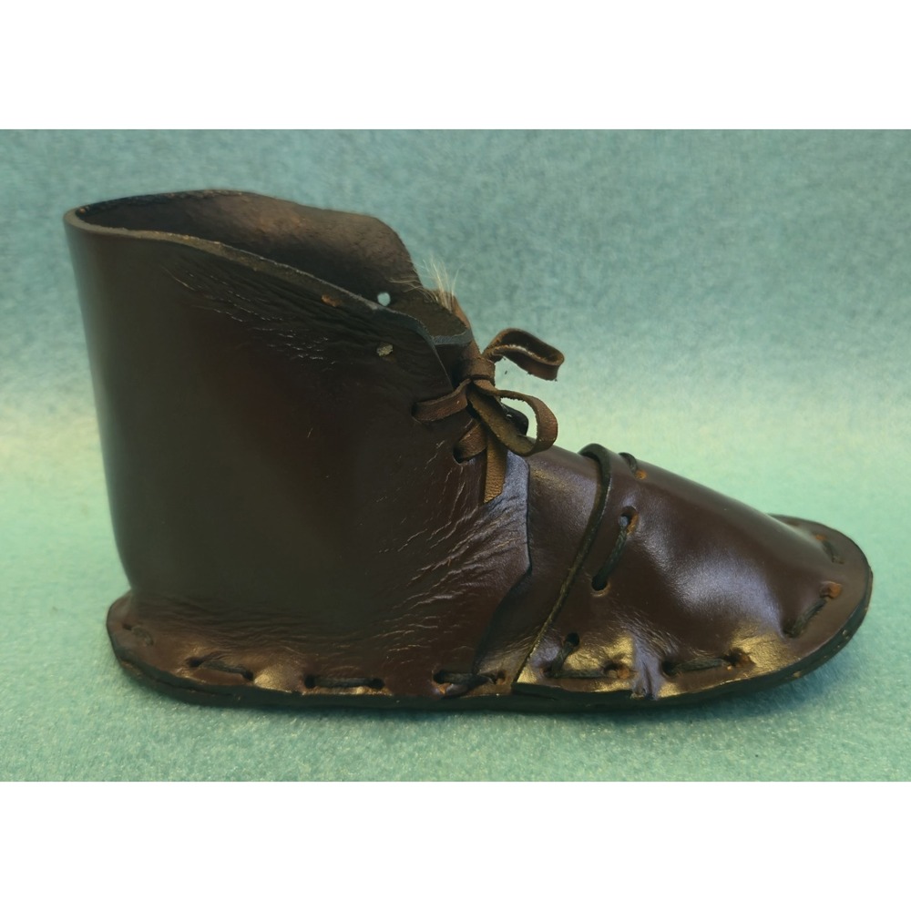 Vintage Handmade Leather Miniature Shoe Made in Madeira Portugal Folk Art Decor